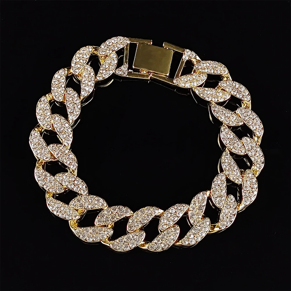 

2022 New Fashion Hip Hop Gold Silver Color 15mm CubanBracelet For Men Party Gift Jewelry Wholesale S6086