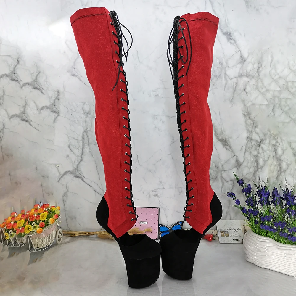 Leecabe Lace Up Ankle Boots Sexy Exotic Pole Dance Stripper young trend fashion color matching shoes