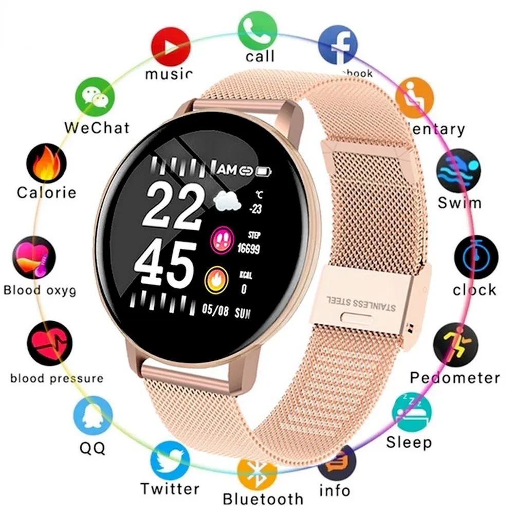 

Smart Watch Round Women Waterproof Smartwatch Men Fitness Tracker Blood Pressure Monitor For Android IOS Clock PK P8