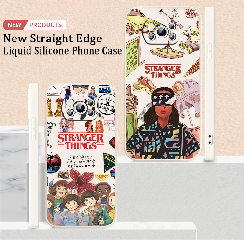 

Stranger Things Cute Logo Phone Case For Xiaomi Mi Poco X4 X3 C40 C3 M4 M3 F4 F3 GT Pro NFC 5G Back Cover Liquid Rope Funda