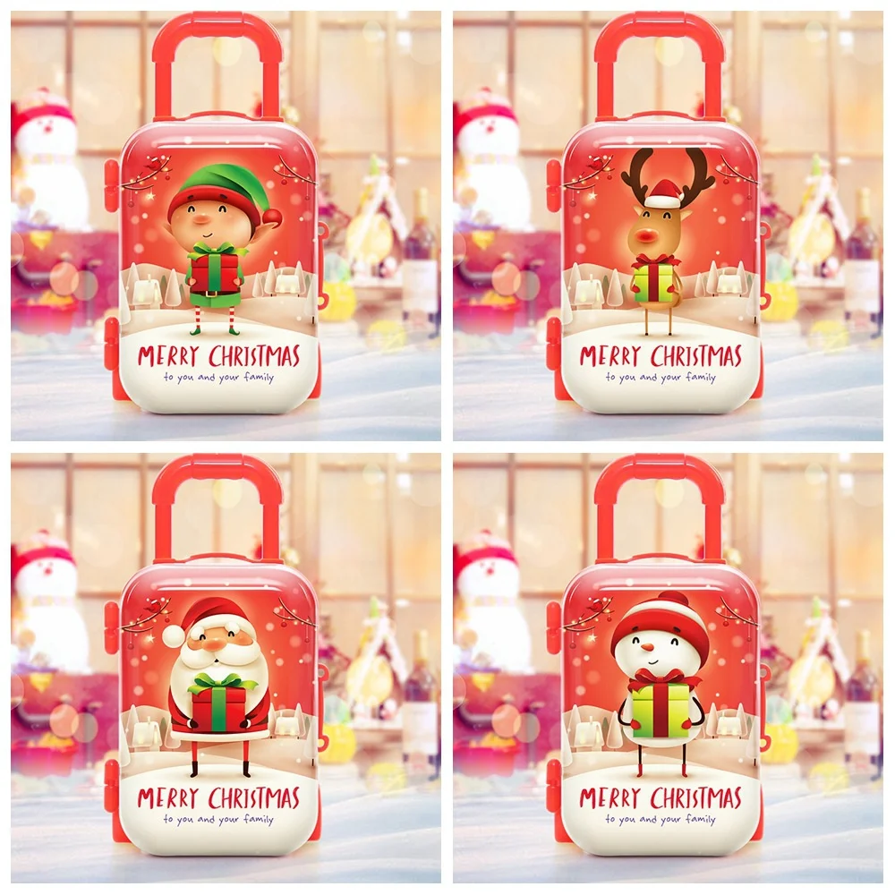 

Mini Christmas Suitcase Luggage Trolley Case For Dolls Miniature Toy Trunk Dollhouse Decoration Lovely Doll Coin Purse