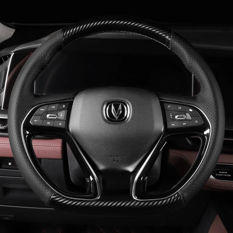 

Cover Customization for Chang'an Cs75plus Hand Sewn Leather Steering Wheel Cover Interior Carbon Fiber Pattern Accessories