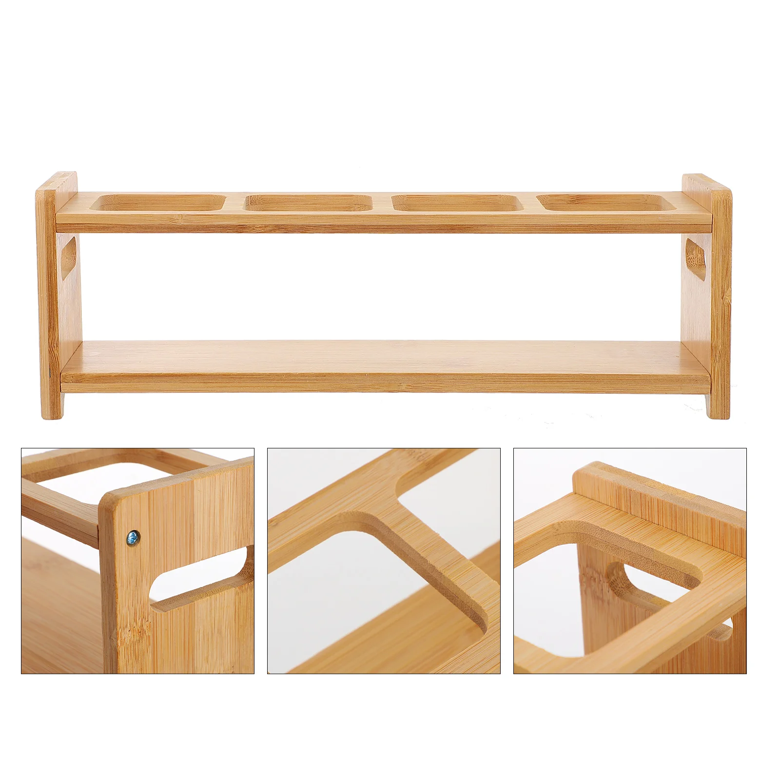 

Wooden Rack Bottle Holder Seasoning Stand Organizer for Kitchen Countertop Worktop