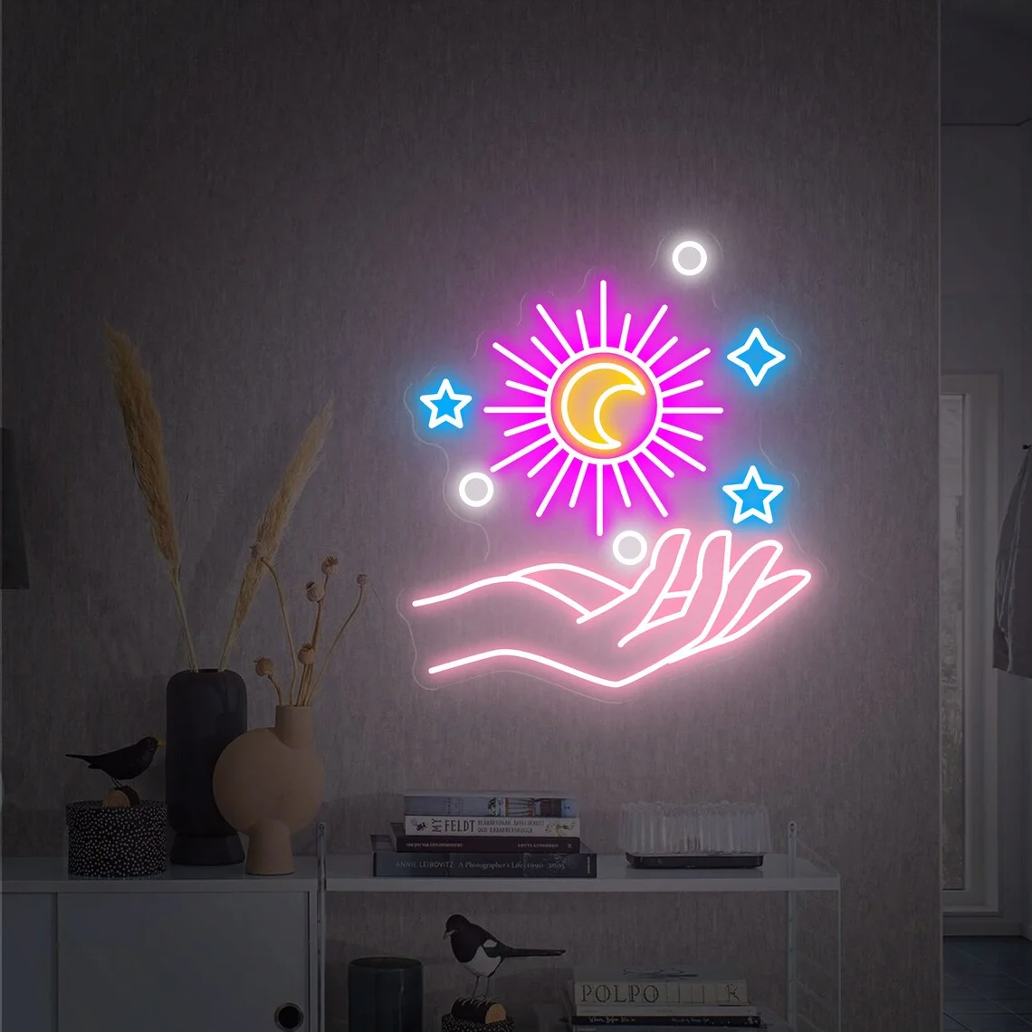 

Светодиодная настенная вывеска Galaxy Hand, неоновая вывеска в виде планеты, для ресторана, декор детской и подростковой комнаты, декор для дня рождения, вечеринки, клуба, бара