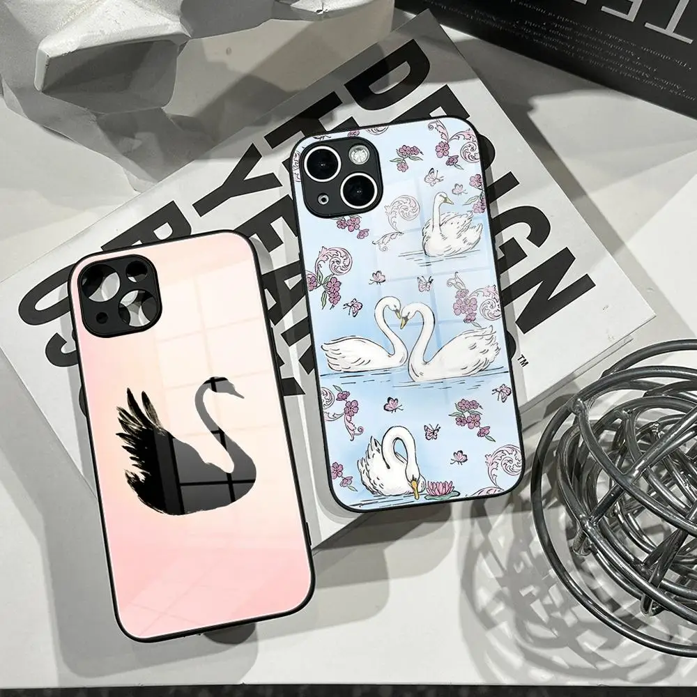 Фото Чехол для телефона Wildflower 3D Black Swan для iPhone 12 13 14 15 16 17 Pro Max Plus, модный, с дизайном «Лебединое озеро», с мягкими краями, HYBXAXC №1
