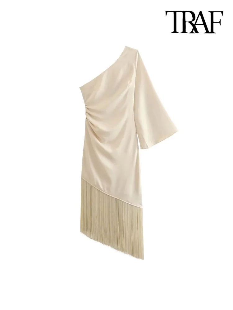 

Платье-миди женское асимметричное на одно плечо, с длинным рукавом