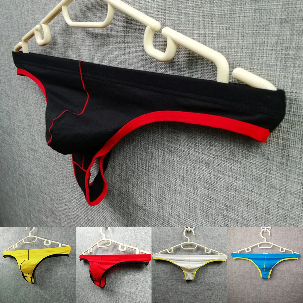 

Mens Sexy Bikini Thongs Solid Panties Soft Pouch Underpants Low Waist Lingeries Stretchy Underwear Breathable Trunks Swimwear