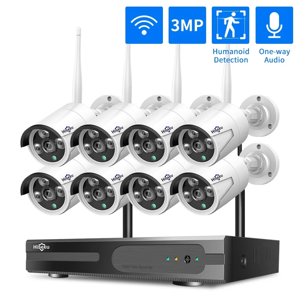 

3MP 1536P CCTV 8CH Wireless NVR kit 3MP 3TB 1080P Outdoor IR Night Vision IP Wifi Camera Security System Surveillance Hiseeu kit