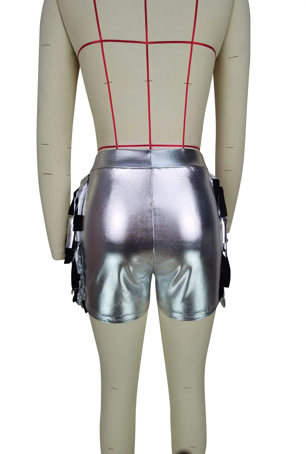 Sexy Tassel Fake PU Leather Shorts Streetwear Fashion Stretch Short Pants Summer Women Clothes Casual Matching Club Bottoms 2023