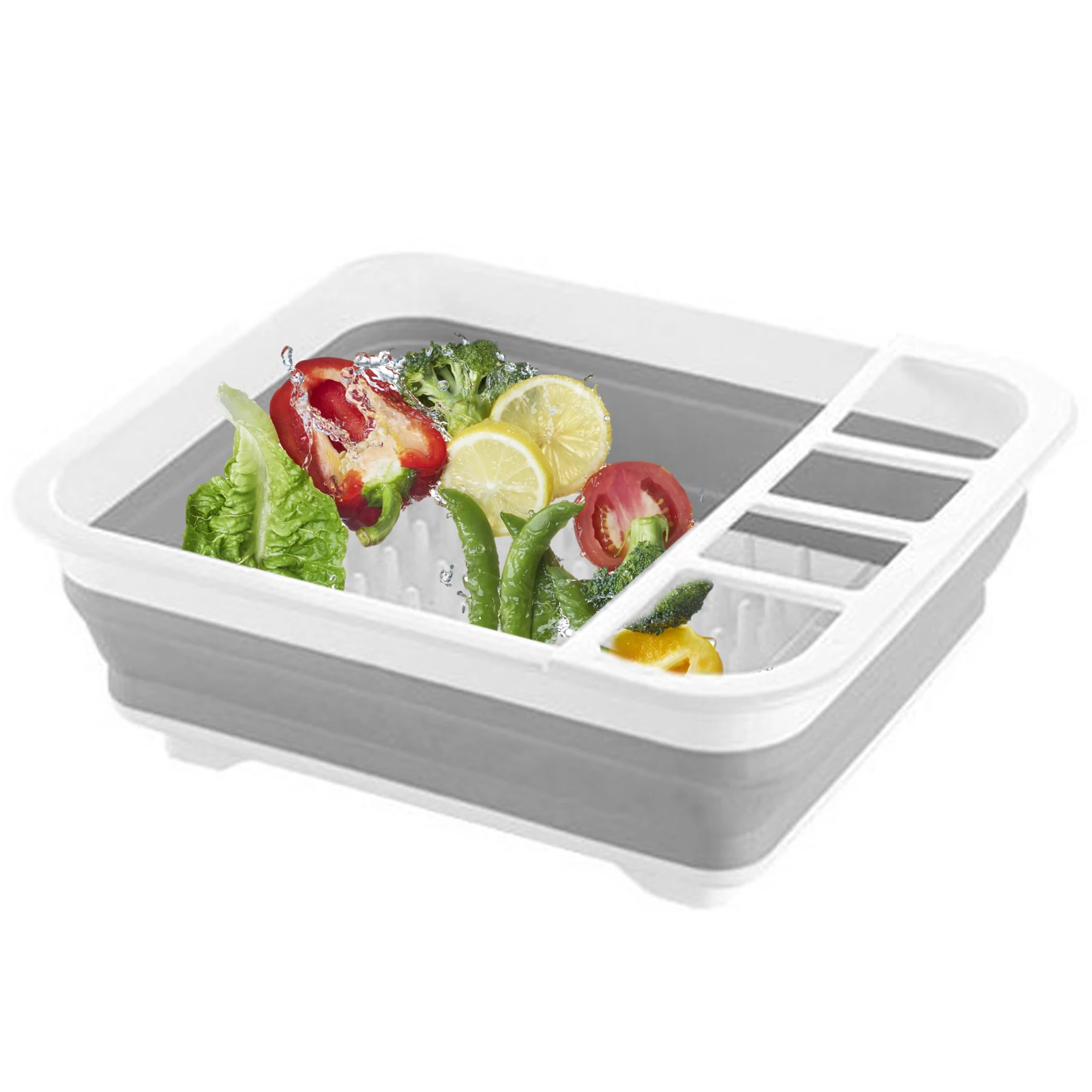 

Bowl Drain Rack Foldable Dish Soap Organizer With 4 Compartments Sink Organizer With Water Filter Bendable Compartmentalized