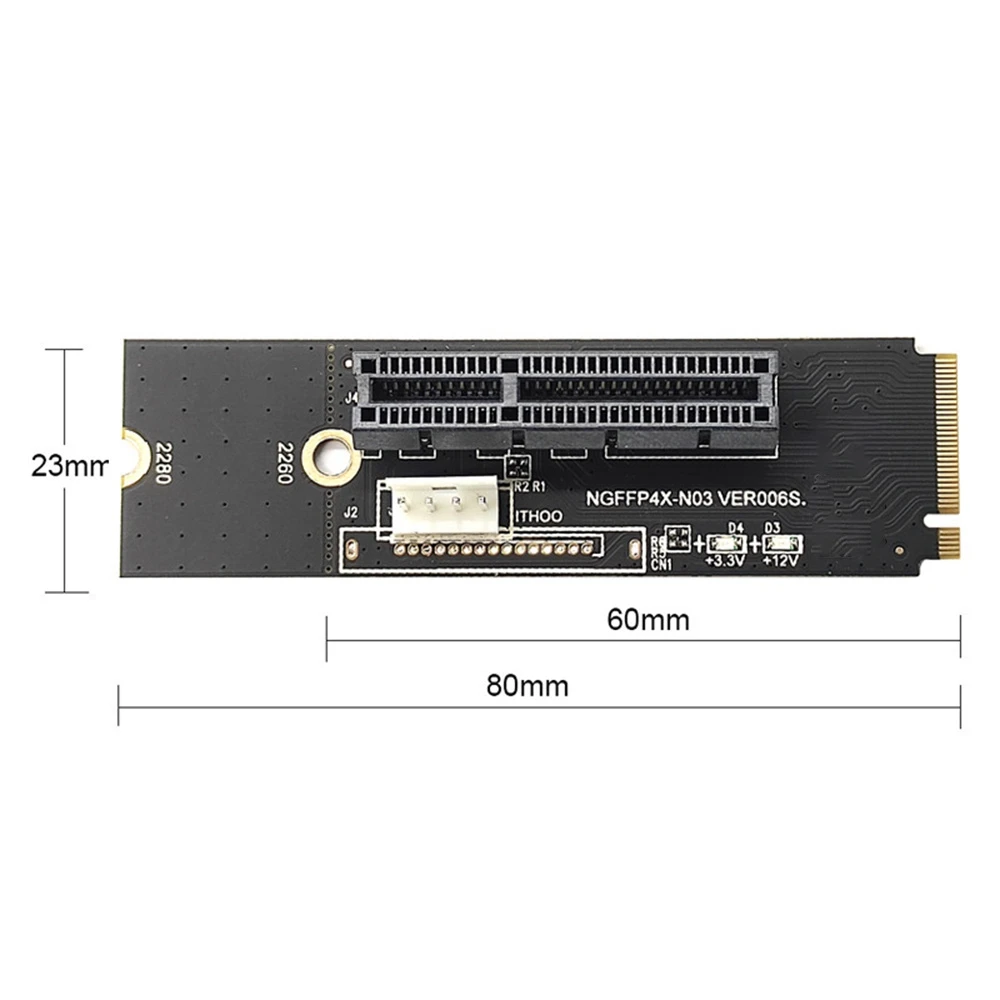 Карта-адаптер AA80 NGFF M.2 на PCI-E 4X X1 (M2 NVME на PCIe X4) с LED-индикатором напряжения для GPU и майнинга BTC (art.: 3920dca1e7ffa) - 3920dca1e7ffa