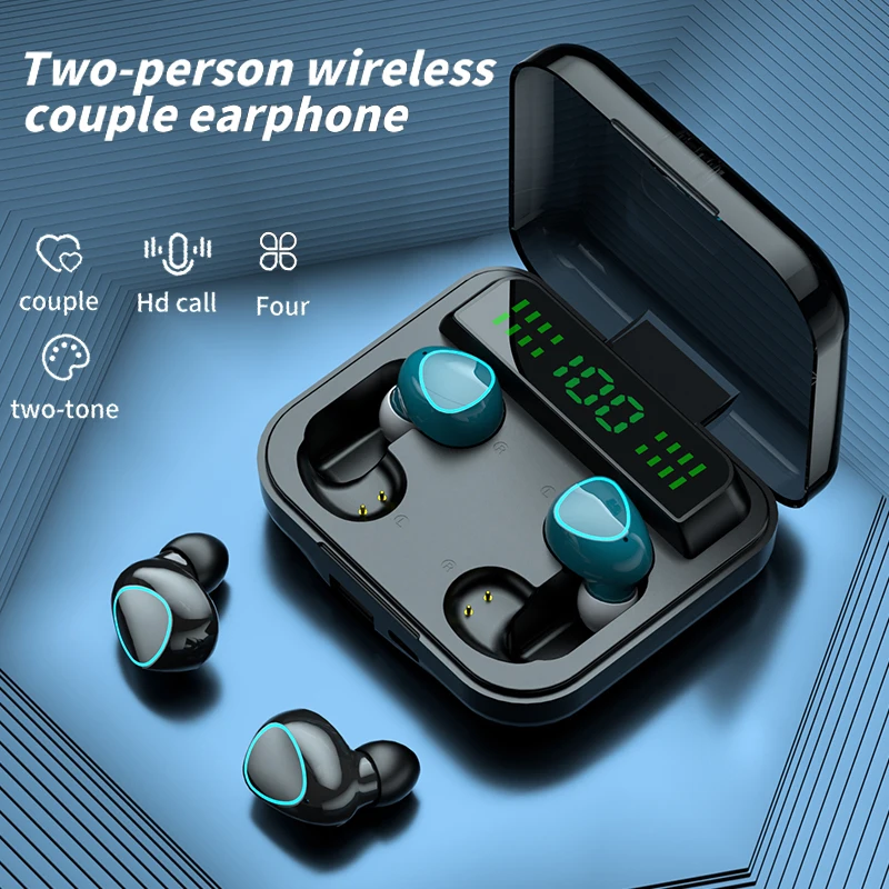 

TWS Couples Wireless Earphone 5.1 Touch Headsets Stereo Music Earplugs IXP7 Sport Game Waterproof Headphones 9D Noise Reduction