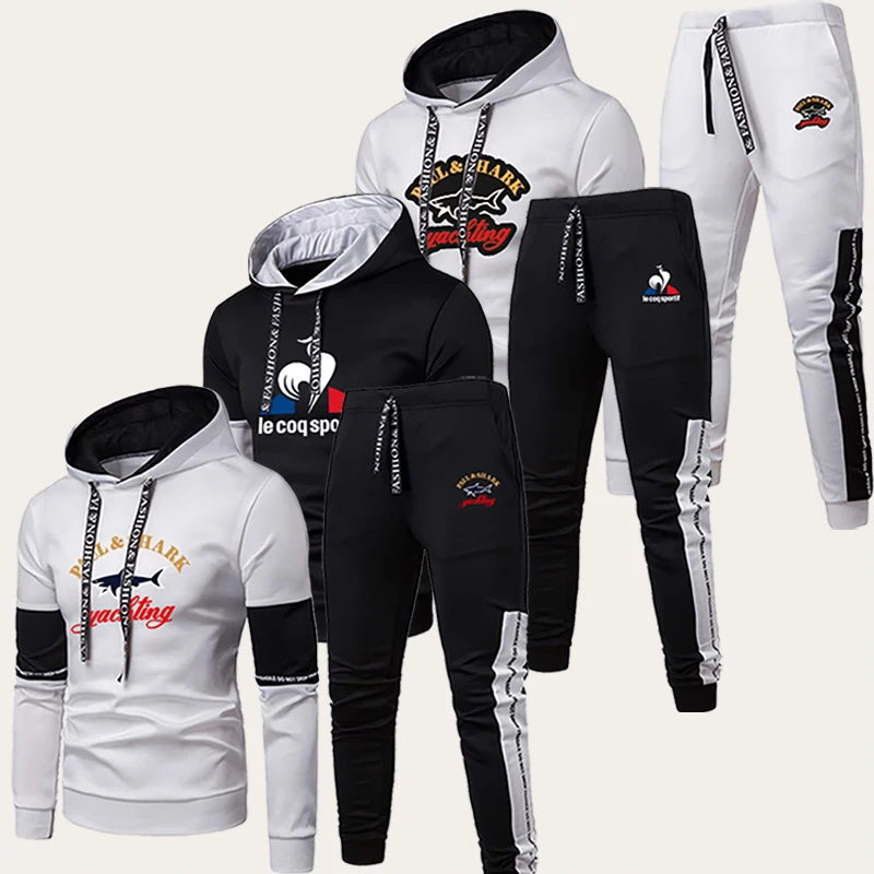 

Men's Luxury Sweatshirt Set Hoodie+Sweatpants Hooded Tracksuit 2 Pcs Outfits Jogger Brand Sport Suit Pullover Streetwear Clothes