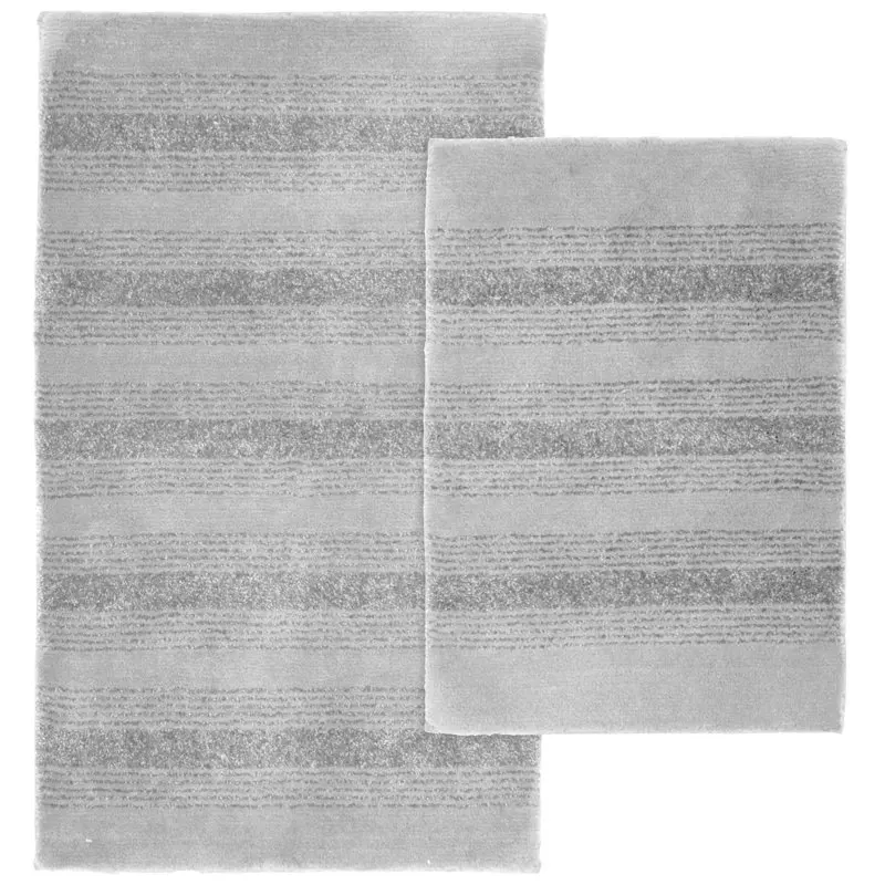 

Luxurious Gray 2-Piece Washable Nylon Bathroom Rug Set by Rug Essence