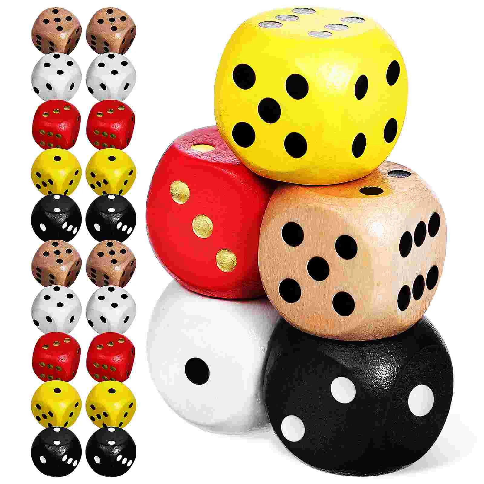 

25 Pcs Set Colored Sieve Lovers Bulk Toys Kids 6 Sides Dices Wood Drinking Game Mtg D20