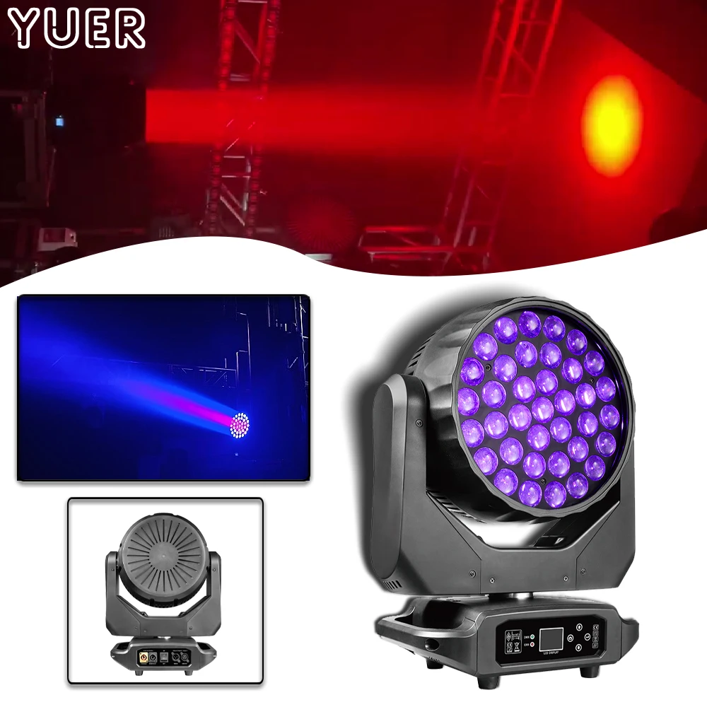 

YUER LED Beam Wash 37x15W RGBW Zoom Lighting Professional Lighting for Stage Moving Head Dj Light Disco Hierarchical Rainbow