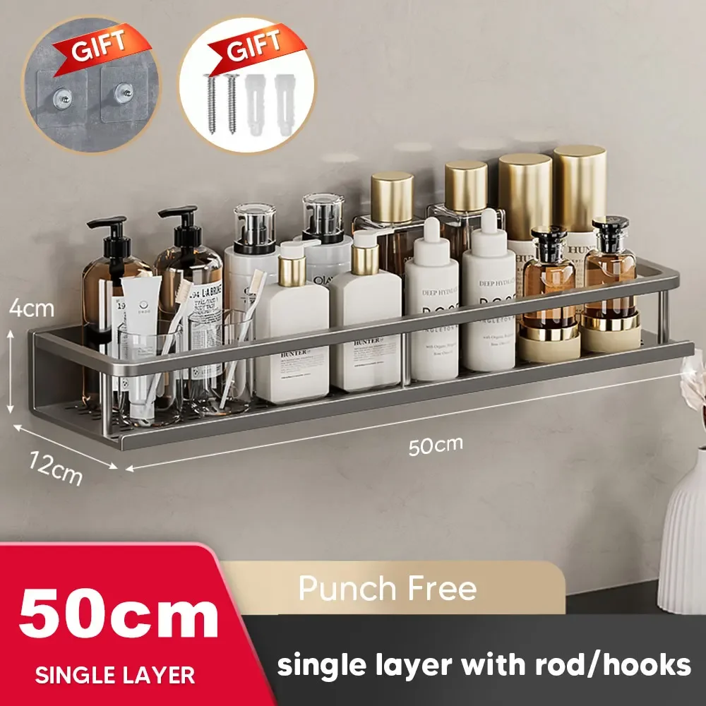 

30/40/50 см полка для ванной комнаты без перфорации, полка для шампуня, алюминиевый органайзер для душа без сверления, полка для унитаза, аксессуары для ванной комнаты