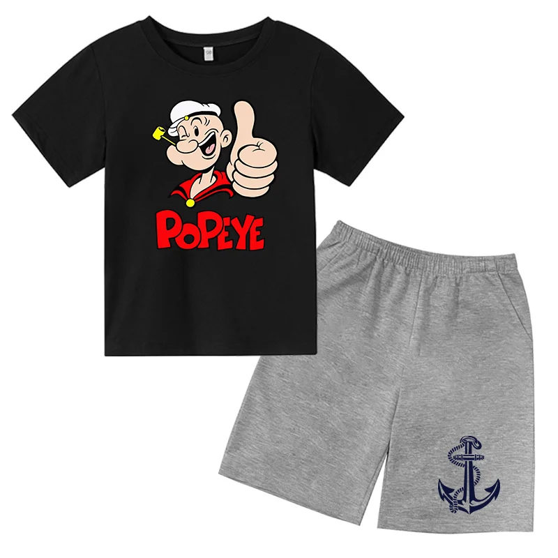 

2D Summer Popeye Poppy Print T Shirt Clothes For Boys Girls Fashion Casual Short Sleeves Kids Cosplay Kawaii T Shirts Street