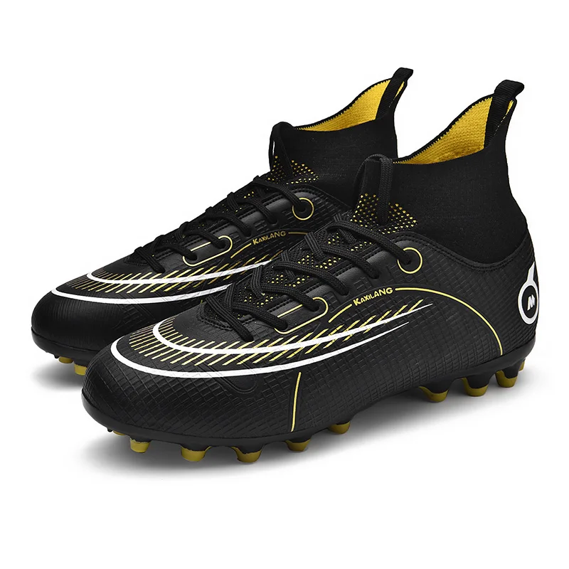 Adult Professional Soccer Shoes Non-Slip Long Spike Football Boots Young Kids High Ankle Cleats Grass Soccer Sneakers 33-46#