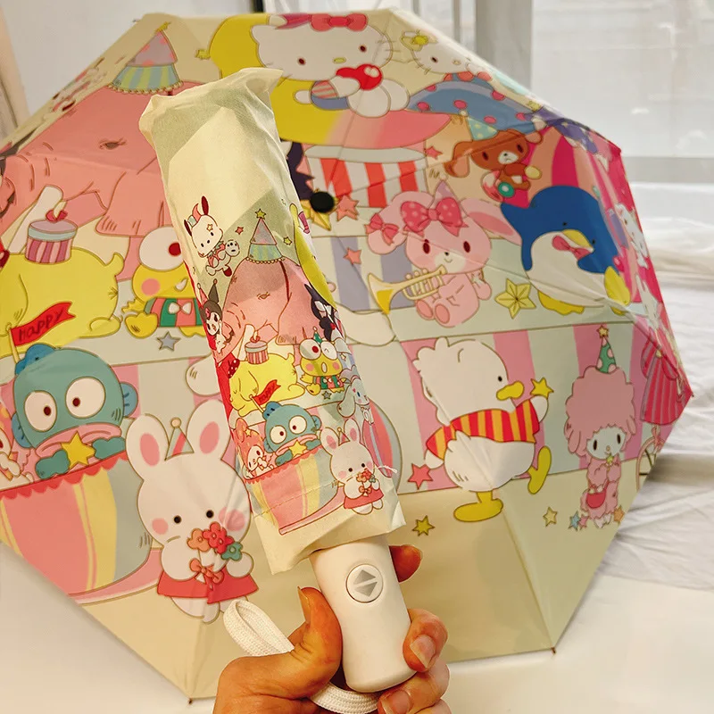 

Зонт Sanrios Hello Kitty My Melody Kuromi Cinnamoroll аниме милый мультяшный портативный автоматический солнцезащитный Зонт с УФ-защитой