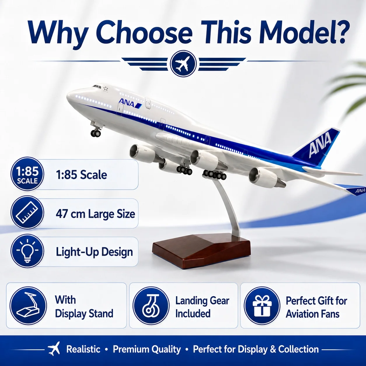 Модель самолета ANA Airways Boeing 747 Freighter, масштаб 1150, литая из смолы, примерно. 18,5 дюймов с подставкой — авиационный сувенир (art.: 3920db461b3d6) - 3920db461b3d6