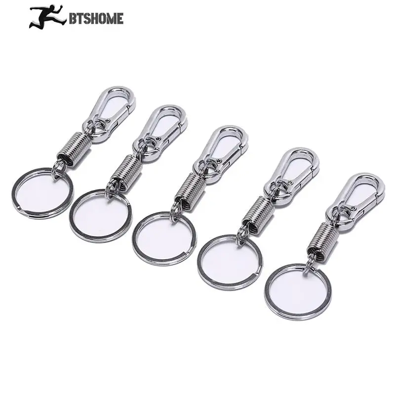 

5Pcs/lot Stainless Steel Retractable Buckle Hanging Carabiner Keychain Outdoor Camping Hiking Waist Belt Clip Anti-lost Keyring