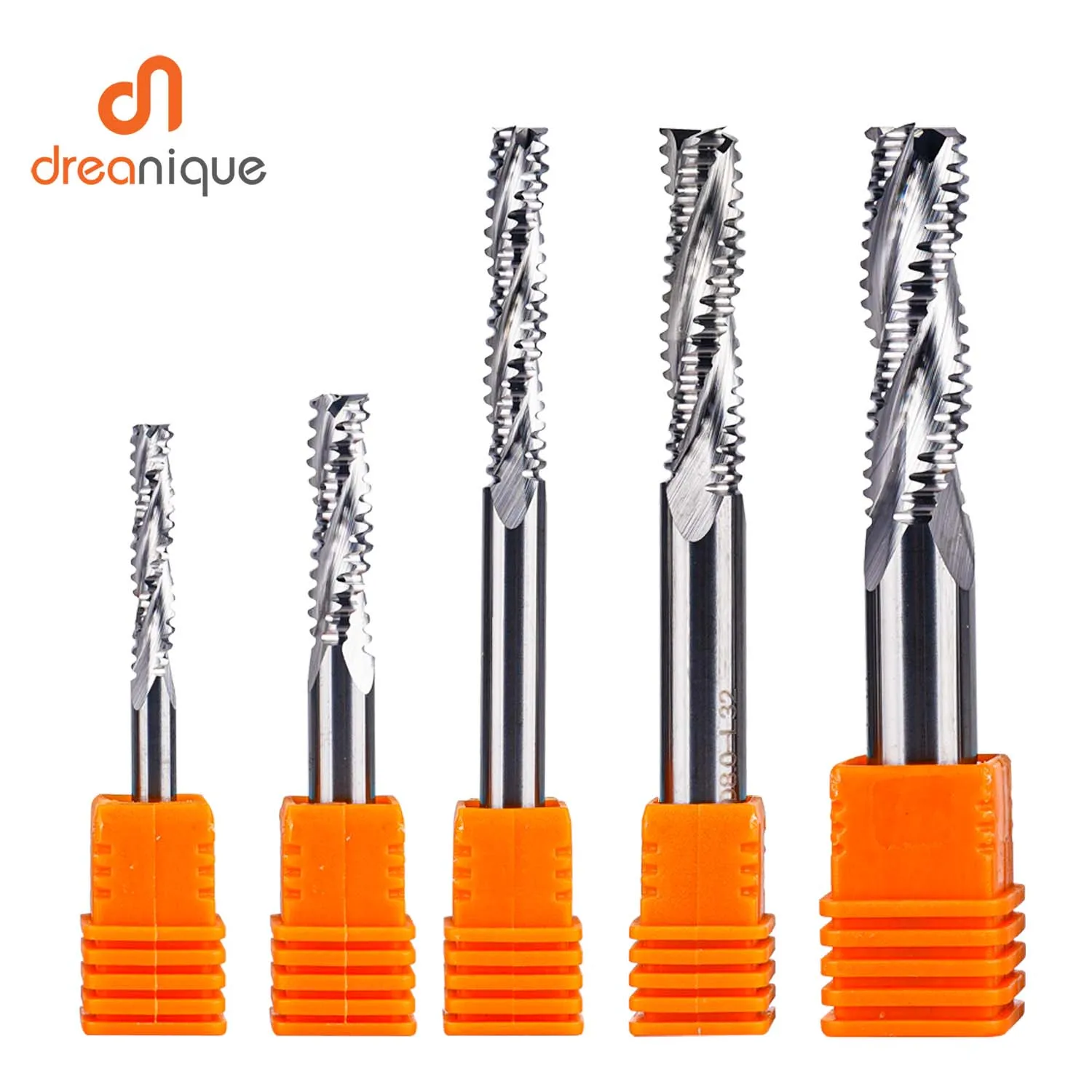 Dreanique 1 adet 3 Flüt Katı Karbür Ağır Kaba Freze Kesici 4mm-12mm Ağaç İşleme Dilimleme CNC Kaba Tahıl Kaba