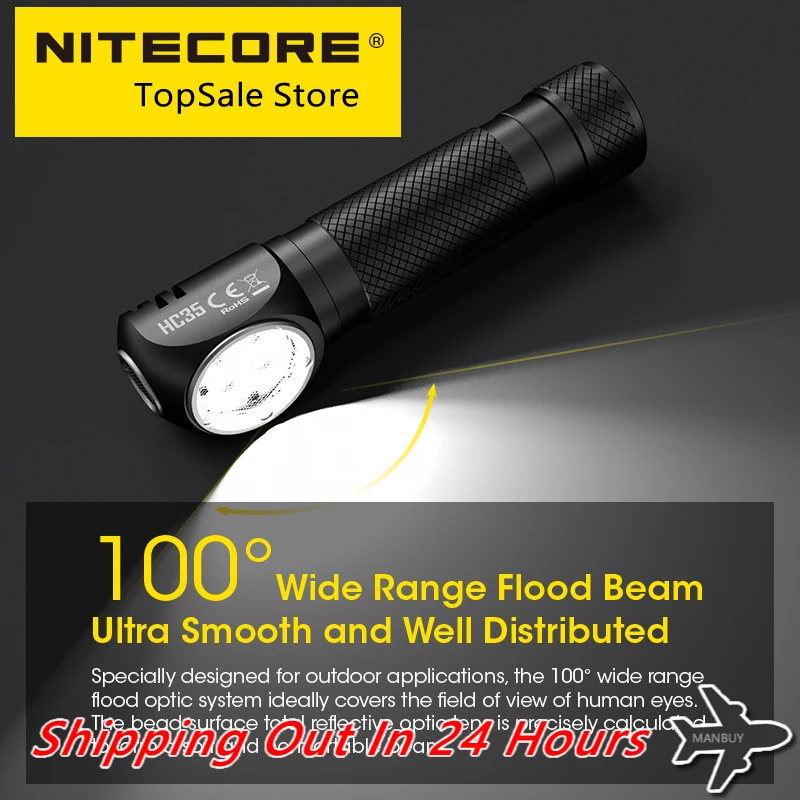 SALE nitecore HC35 2700 LMs Metal Magnetic Headlight USB Rechargeable L-shpe Headlamp Searchlight 21700 4000mAh Battery NL2140HP