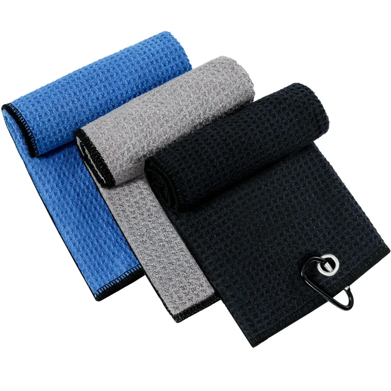 

40*60cm Golf Towel Waffle Pattern Cotton With Carabiner Clip Cleaning Towels Microfiber Hook For Golf Sports lovers Cotton