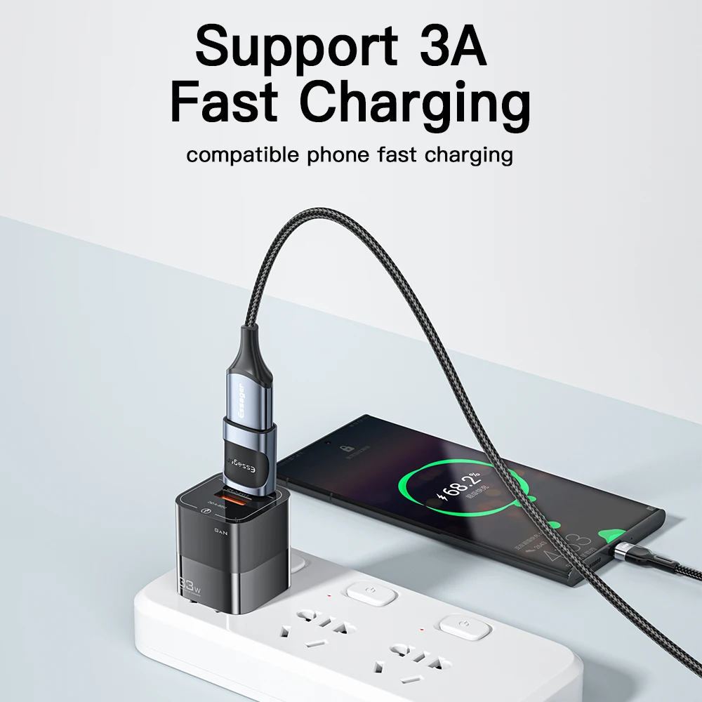 Адаптер Essager USB на Type C OTG Переходник Micro для Xiaomi Oneplus POCO3 HUAWEI Samsung iPad Macbook 3 0 коннектор