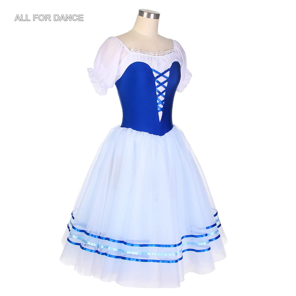 Женское балетное платье-пачка с рукавами-фонариками синее платье лифом
