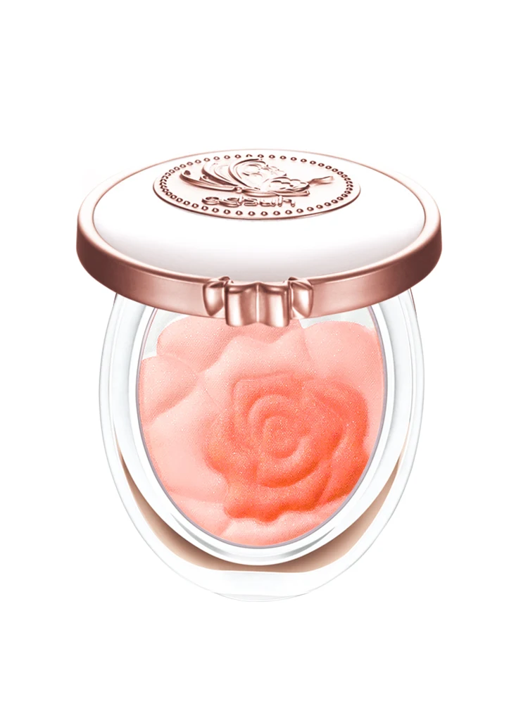 

zq Orange Sun Blush Female Petals Natural Nude Makeup Waterproof Moisturizing and Brightening Skin Tone Rouge Highlight