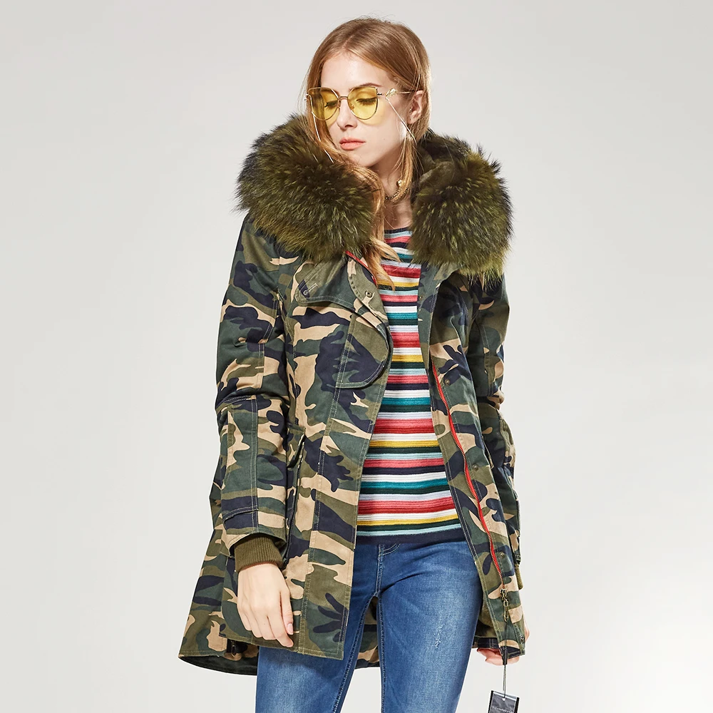 Mmaomaokong 2021 модная зимняя куртка из натурального меха пальто с воротником енота