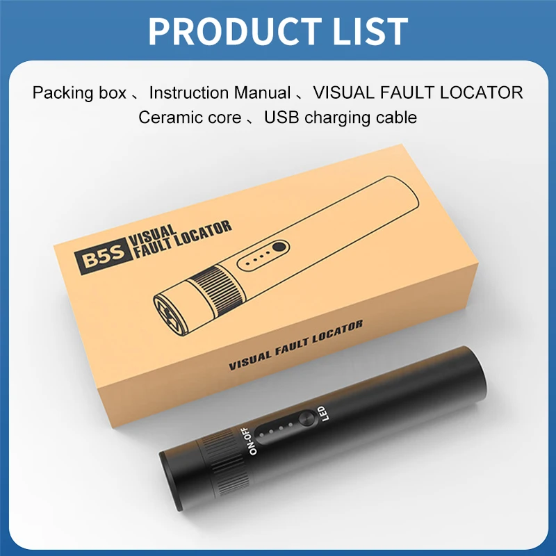 OPTFOCUS Visual Fault Locator Lithium Battery 30KM Optical Fiber Cable Test Pen Powerful Laser USB Charging Free Shipping