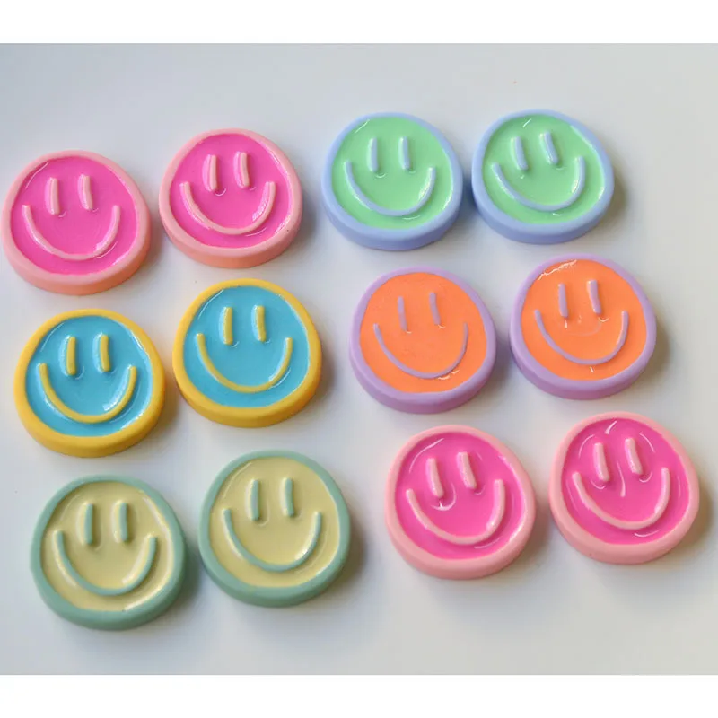 

5pcs cute color drop oil face diy resin accessories handmade earrings hair accessories key chain material