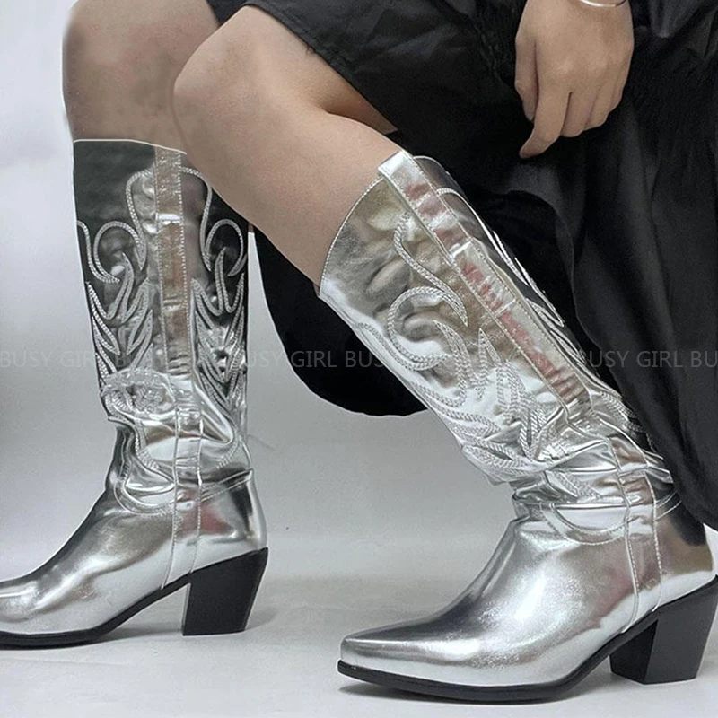 

Женские ковбойские сапоги Cowgirl 2022, зимние брендовые новые модные крутые ковбойские женские сапоги до колена, удобная женская обувь отличного качества