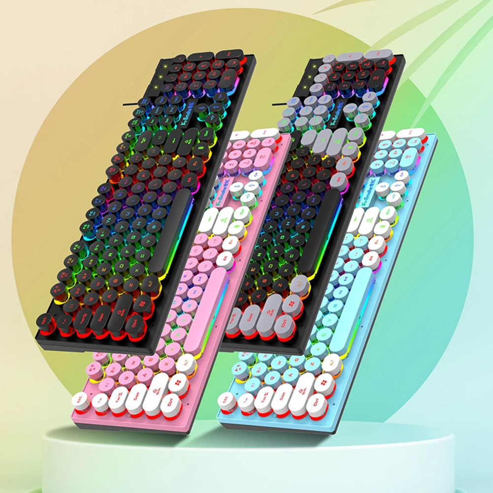

USB-клавиатура Проводная эргономичная с RGB-подсветкой, 104 клавиш