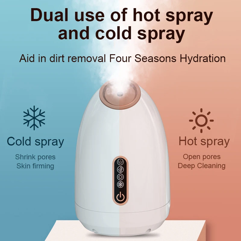 

Electric Nano Mist Sprayer Facial Steamer Skin Care Face Moisturizer Face Spa Nebulize Hot and Cold Dual Vaporizer for Home