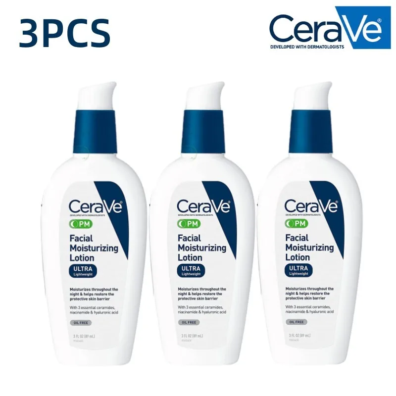 

3PCS CeraVe Day&Night Facial Moisturizing Lotion AM Ceramide Face Cream With SPF 30 UV Protection PM Cream Hydrating Repair Skin