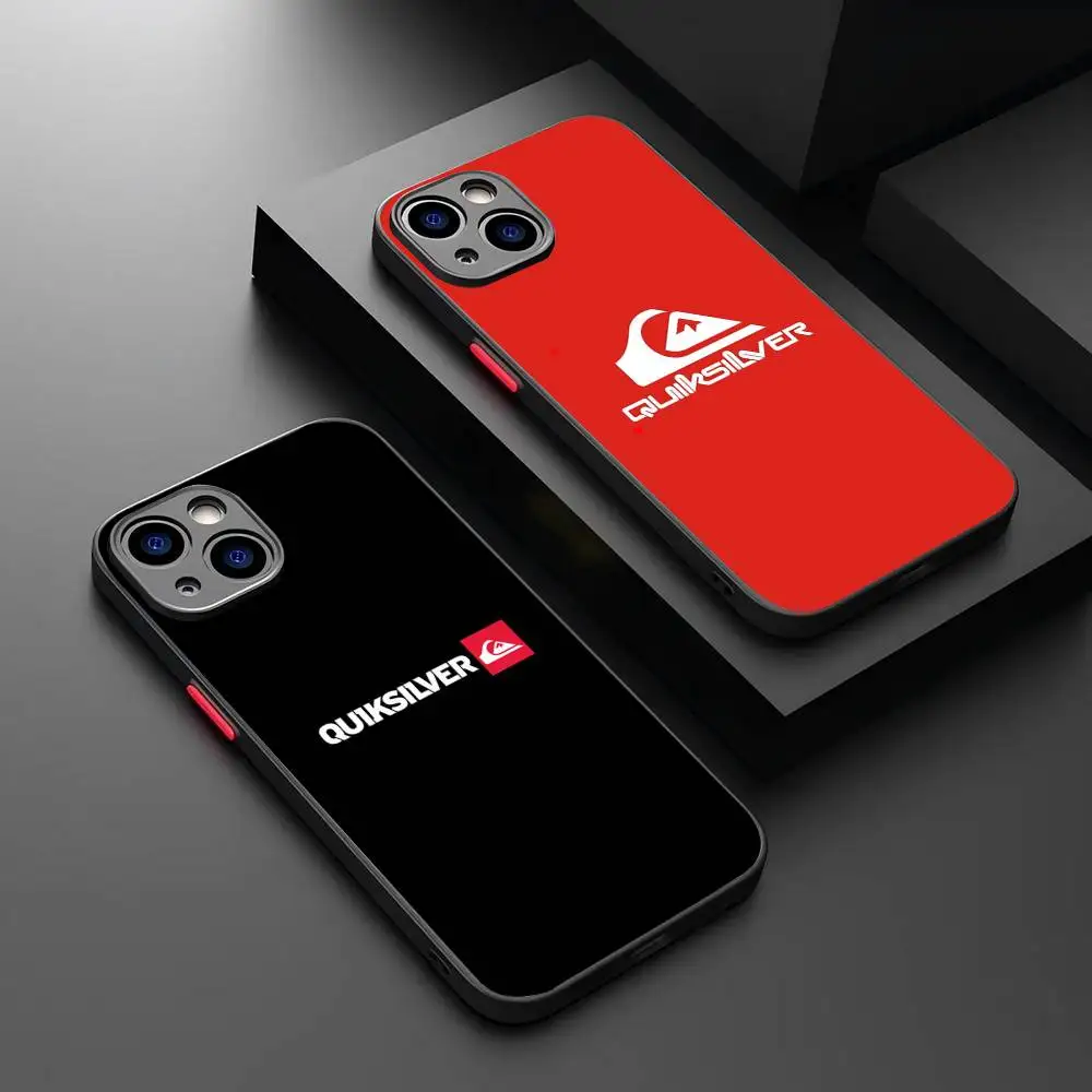 Фото Чехол для телефона Q-QuiksilverS с логотипом для IPhone 13 12 X XS MAX Pro Max 16 15 11 14 Pro Max, противоударный матовый чехол №1