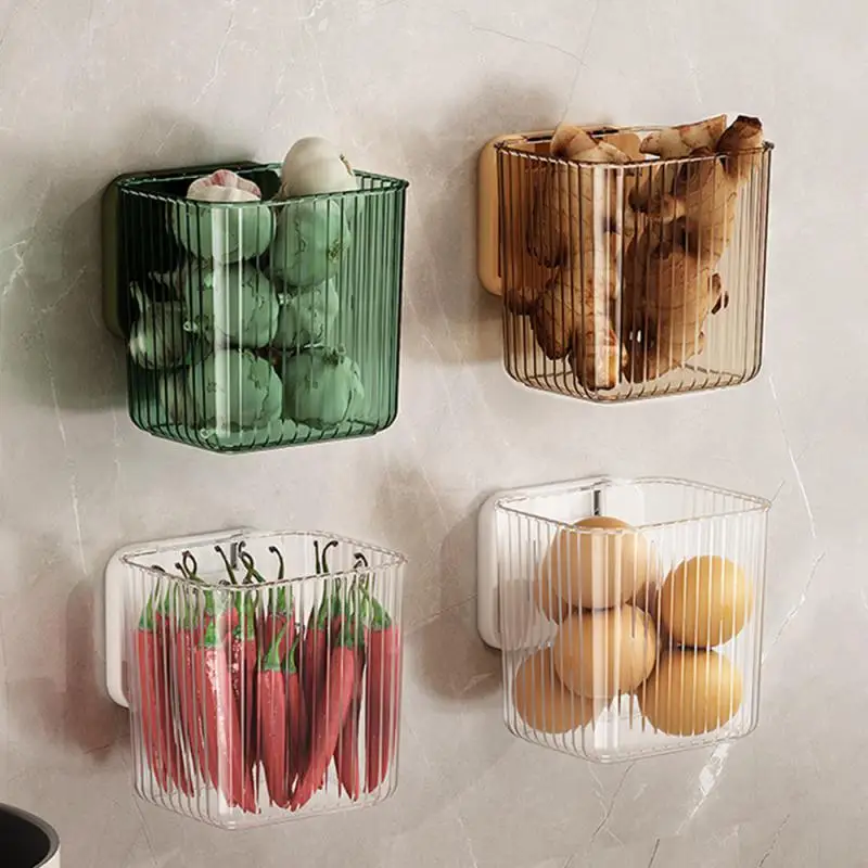 

Kitchen Onion Ginger Garlic Storage Rack Refrigerator Side Door Storage Box Bathroom Wall Non Perforated Wall Hanging Rack