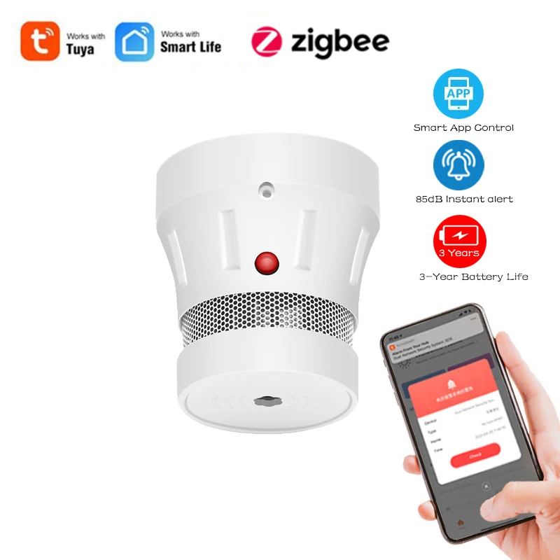 

Новинка, пожарная сигнализация Zigbee, детектор дыма, звуковое визуальное оповещение, 2,4 ГГц, Wi-Fi, работает с приложением Tuya Smart Life для телефона