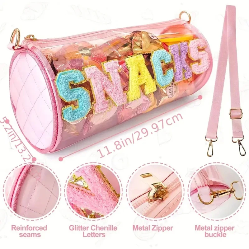 

Letter Patches Transparent PVC Cosmetic Bag Clear Travel Make up Cosmetic Bag Pouches Circular Snack Storage Bags Organizer