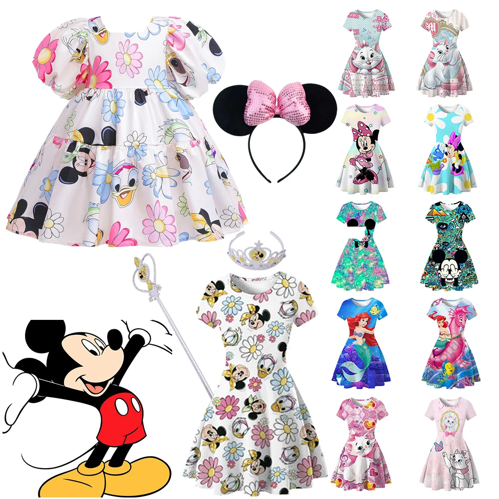 

Cute Mickey Mouse Costume A-Line Disney Minnie Mickey Dresses Children Cosplay Costume Mermaid Girl Princess Clothing For 2-10 Y