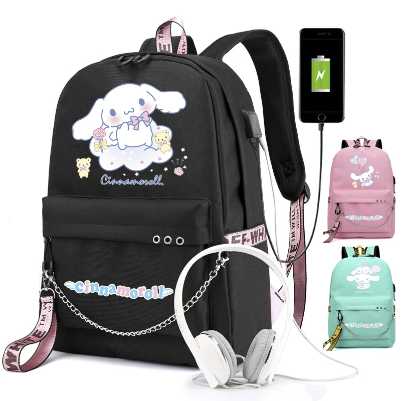 

Kawaii Sanrio Cinnamoroll Student Schoolbag Girl Boy Cartoon Backpacks for Children Toy My Melody Kuromi Back To School Backpack