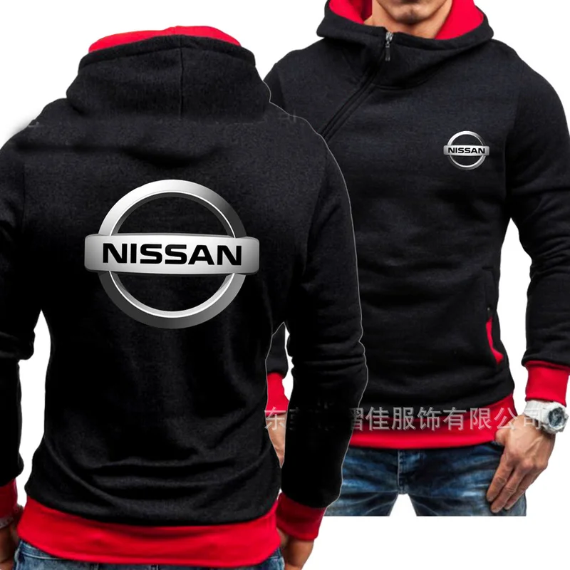 

Spring Autumn Men's Hoodies NISSAN Car Logo Print Casual Diagonal zipper Sweatshirts Man Hoody Harajuku Zipper Jacket