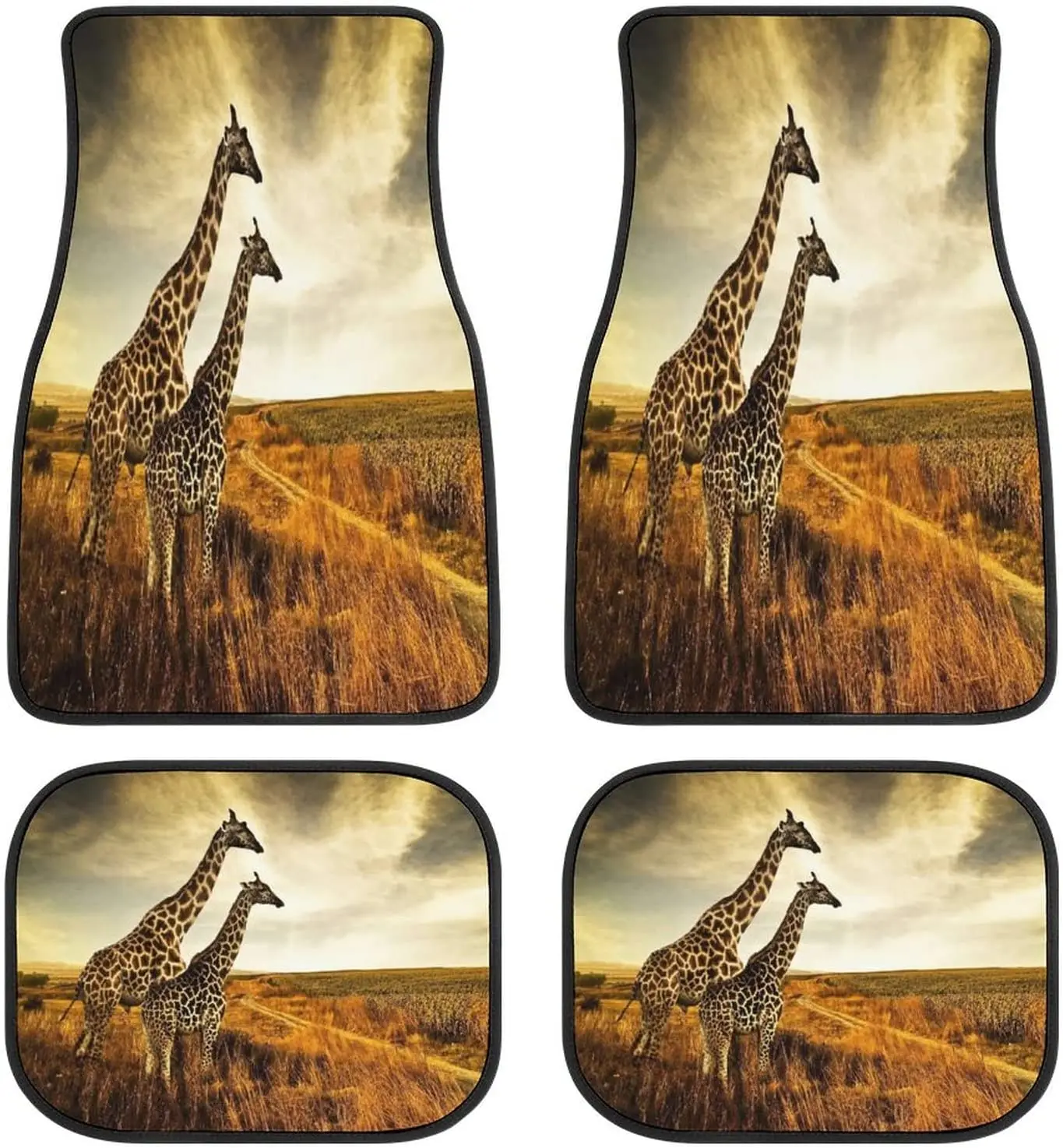 

Giraffes in The Sweetveld of Africa Animal Car Mats Universal Drive Seat Carpet Vehicle Interior Protector Mats Funny Designs Al
