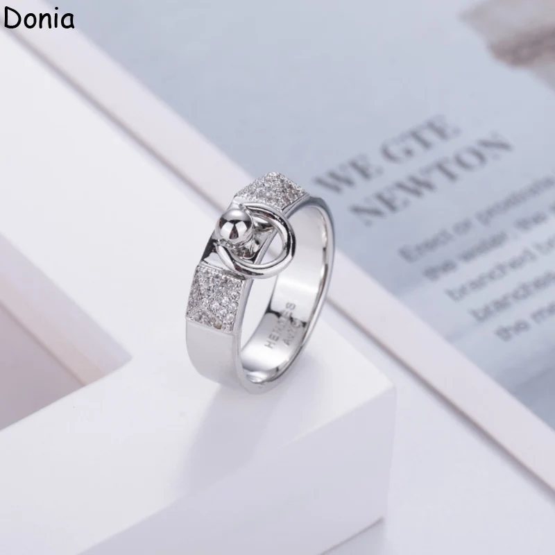 Donia jewelry European and American luxury fashion luxury copper inlaid AAA zircon rivet ring hip hop jewelry ring