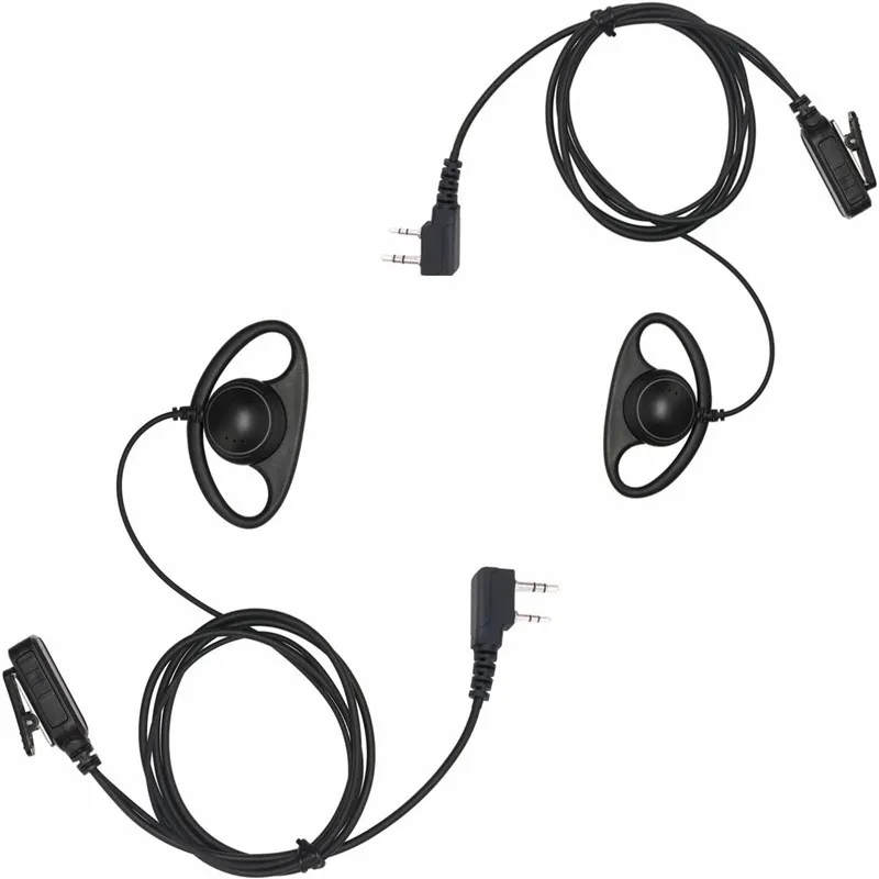 D Loop Ring Headset Surveillance Kit PTT Mic Radio Earpiece for BaoFeng BTECH Kenwood Arcshell AR-5 Retevis Walkie Talkie(2 PCS)