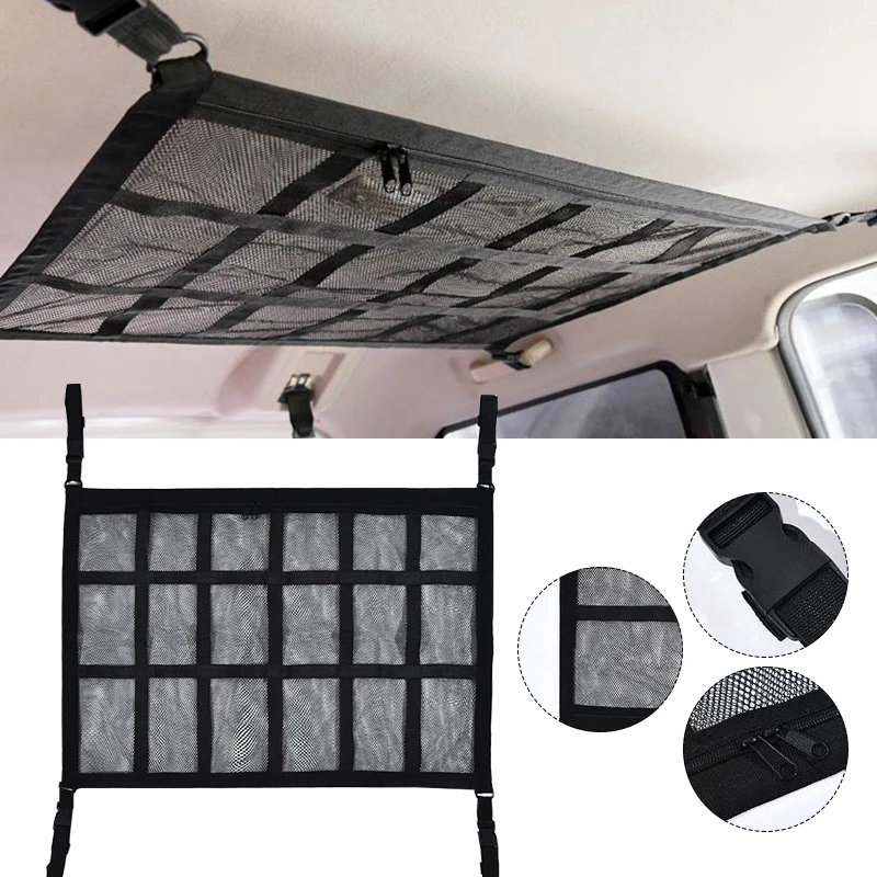 

Автомобильная потолочная карманная сетка для груза, автомобильный органайзер для хранения на крыше, несущая сетка для грузовиков, аксессуары для интерьера